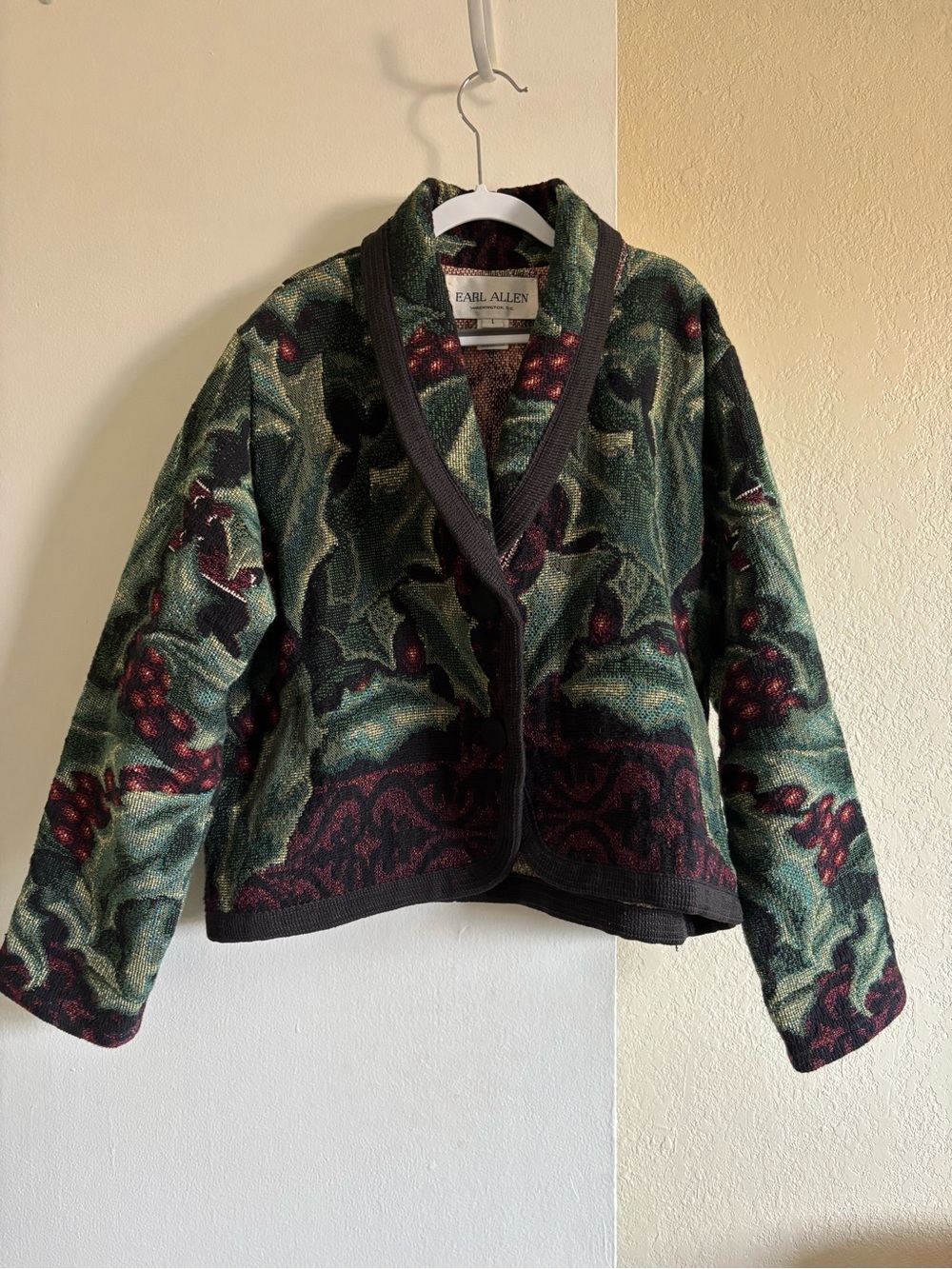 Earl Allen Vintage Tapestry Holly Berry Cropped Jacket